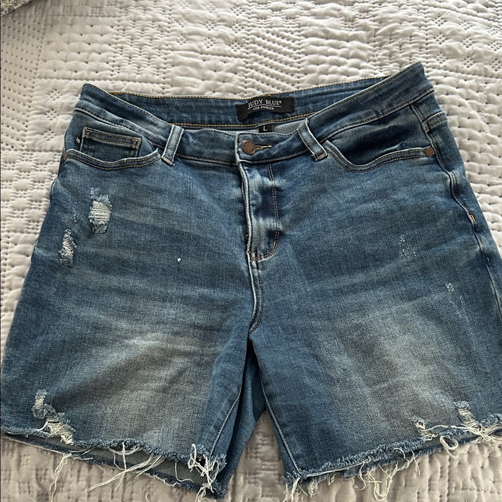 Judy Blue Women's Ripped Jean Shorts - Blue